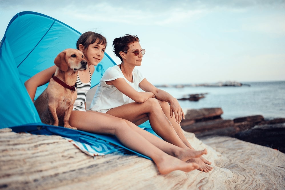 Family at beach