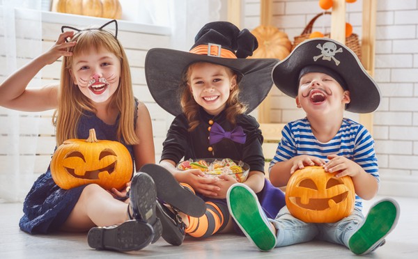 Kids Dressed Up In Halloween Costumes