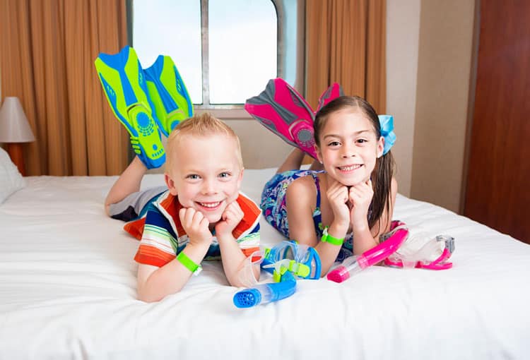 kids on a cruise ship waiting to swim and snorkel