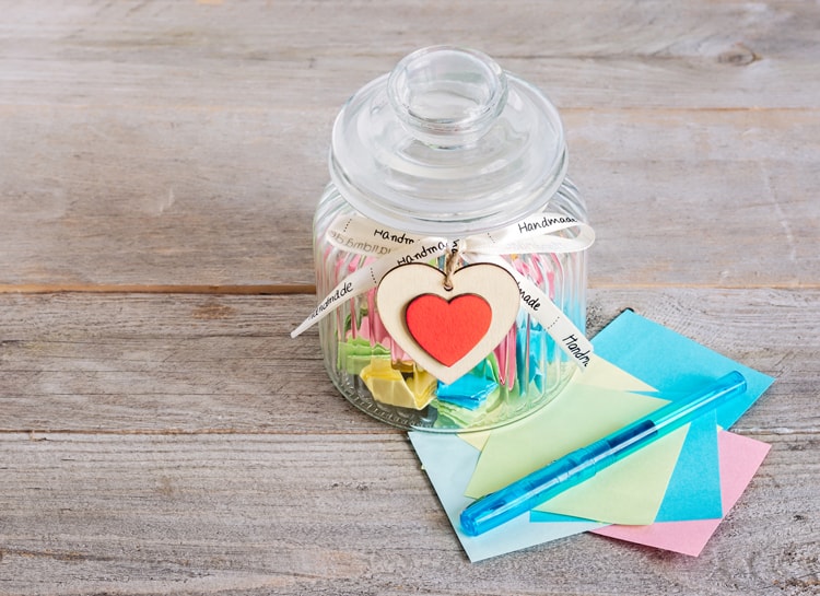 Gratitude Jar With Pen And Paper