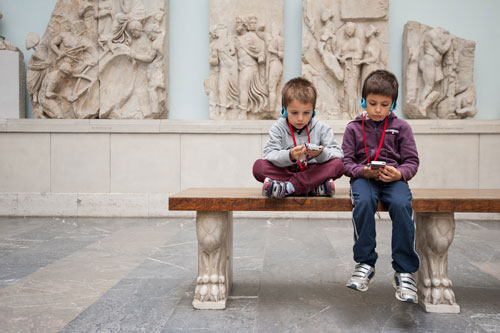 boys at a museum for a staycation