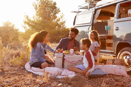 eating a picnic lunch for a staycation