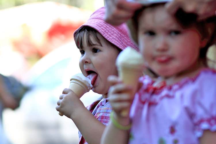 girl eating ice cream on unofficial food tour in boston