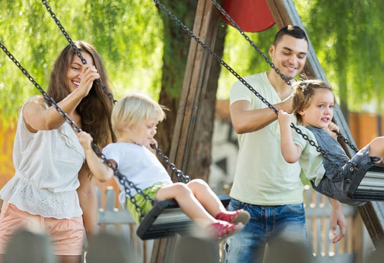 family playing at lake tahoe park
