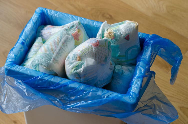 Diaper Pail Filled With Dirty Diapers