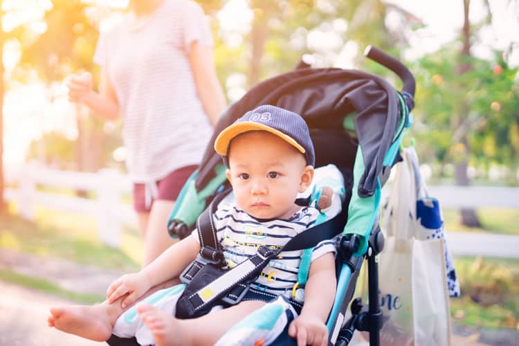 Baby Boy Sitting In Stroller