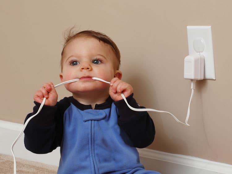 Baby Chewing On Cord