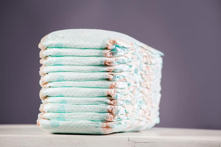 stack of disposable diapers