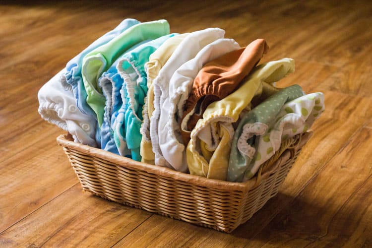basket of cloth diapers