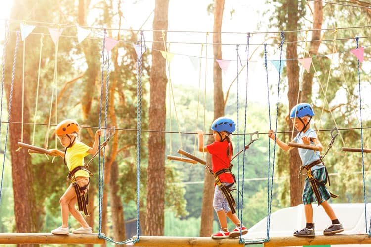 children on ropes course at heavenly resort