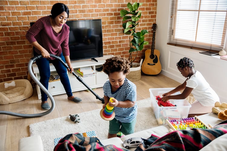 Mom Keeping A Clean House With Kids