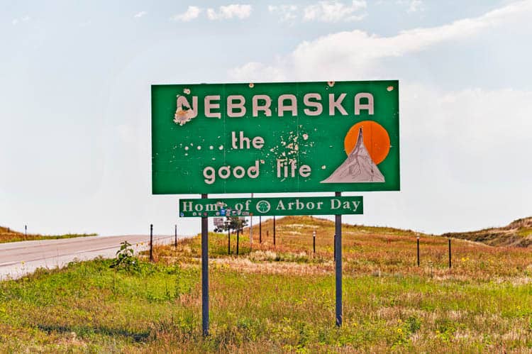 Nebraska State Line Sign