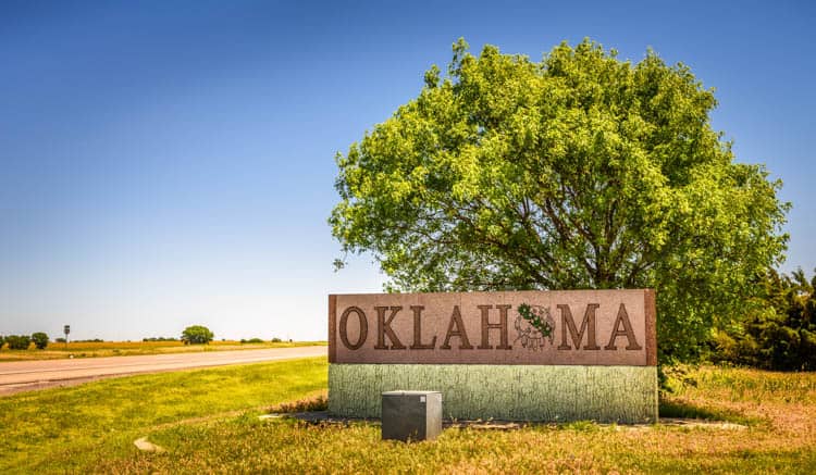 Welcome To Oklahoma Road Sign On I-40