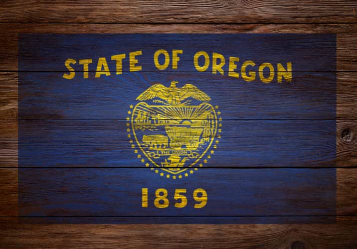 Flag Of Oregon Stenciled On Wood