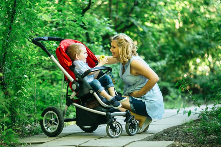 Woman And Child In Stroller