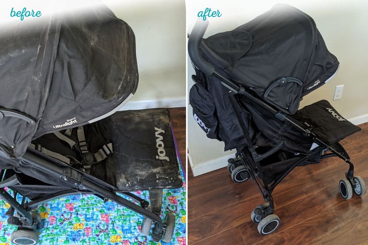 Before And After Picture Of How To Clean A Stroller