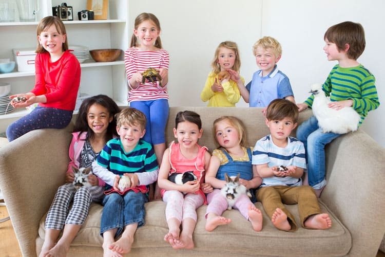 Group Of Kids Holding Best Pets For Small Children